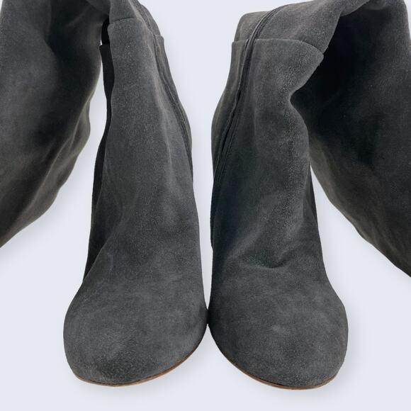 Joie Bentlee Dark Gray Suede Over The Knee Zip 4.25" Thick Heeled Boots 37 7 - Picture 3 of 14